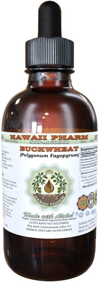 Hawaii Pharm Buckwheat Alcohol-Free Liquid Extract, Buckwheat (Fagopyrum Esculentum) Dried Sprouting Seed Glycerite Natural Herbal Supplement 2 oz