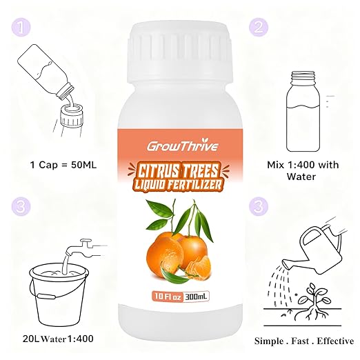 10oz Citrus Fertilizer & Fruit Tree Fertilizer - Orange, Lemon, Lime, Mango, Ideal Micronutrients Plant Food for Tropical Fruit Trees to Grow More Fruit - Garden-Growing Miracle Nutrients