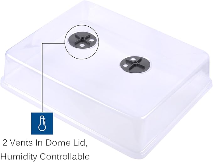 eZAKKA Seedling Starter Trays, 15x12 inches Seed Plant Grow Starting Germination Kit Greenhouse Humidity Domed Propagator Trays with 20 Pieces Square Seed Starter Pots for Seedling, Flower, Garden