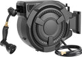 wikiwiki Retractable Garden Hose Reel 1/2 in x 130 ft, Heavy Duty Wall Mounted Hose Reel with 10- Function Sprayer Nozzle, Automatic Slow Return System/180°Swivel Bracket/UV Resistant (Black)