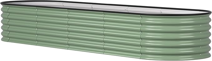 BlueWish 8x2x1.4FT Galvanized Raised Garden Bed, 17" H Raised Bed Outdoor for Plants, 9 in 1 Raised Garden Bed Kit, Metal Planter Box for Vegetables Flowers, Olive Green