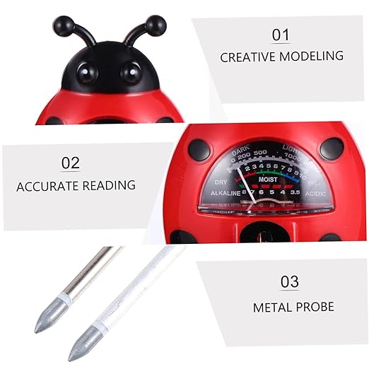 POPETPOP Ladybug Soil Tester for Gardening Soil Moisture Ph Light Levels Garden Tool Kit