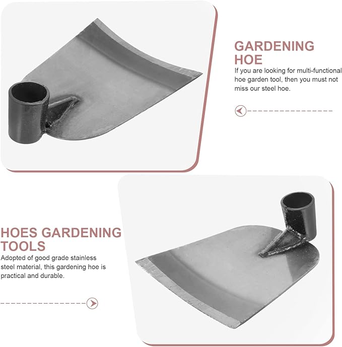 BESPORTBLE Stainless Steel Garden Hoe Head 7.67In Durable Hand Tool for Weeding Digging and Soil Loosening Outdoor Gardening Gadget