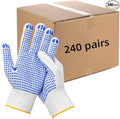 240 Pairs Cotton Work Gloves with Anti-slip Dots for Men Women, Breathable Cotton Knit Grip Gloves for Gardening Warehouse Construction Mechanic Industrial, One Size Bulk