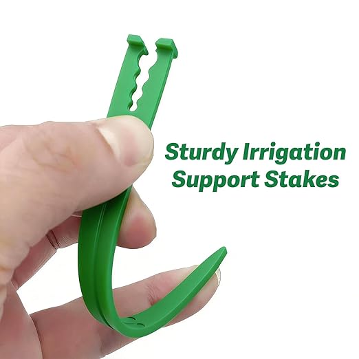 100 Pieces 1/4 Inch Drip Irrigation Support Stakes, 5.6-Inch Long Plastic 1/4'' Heavy-Duty Tubing Holder Stakes for Irrigation Hose/Emitter Support Garden Greenhouse Drip Supplies (Green)