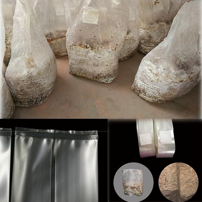 Mushroom Bags,Mushroom Grow Bag/Farm-Mushroom Spawn Bags/Sealable Spawn/Myco Bags,Large Size 8" X 5" X 19",0.5 Micron Filter, 3 Mil Polypropylene,for Substrate Autoclavable Mushroom Cultivation
