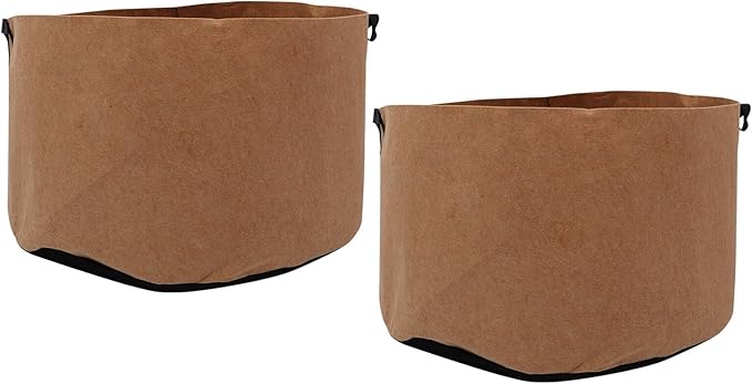 2 Pcs Breathable Non-Woven Plant Growing Bags with Handles 40 Gallon Round Grow Pouches for Outdoor Gardening and Vegetable Planting