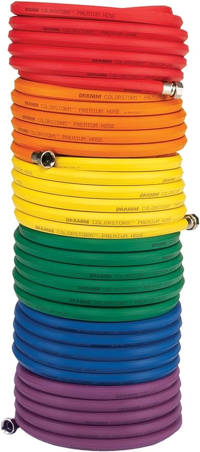 Dramm ColorStorm Premium Rubber Garden Hose – 25 ft Heavy Duty 5/8" Water Hose – Kink Resistant, Crush-Proof Nickel-Plated Couplings – Made in USA - Yellow