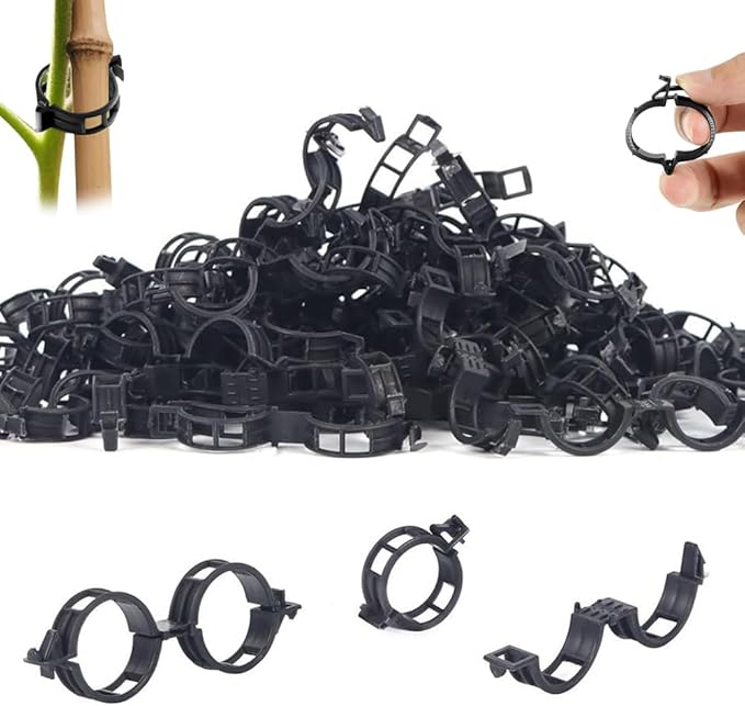Plant Support Clips, Plastic Garden Fixing Clips for Climbing Plants Tomato Grape Vines, Greenhouse Garden Clips to Keep Plants Upright & Healthy (300, Black)
