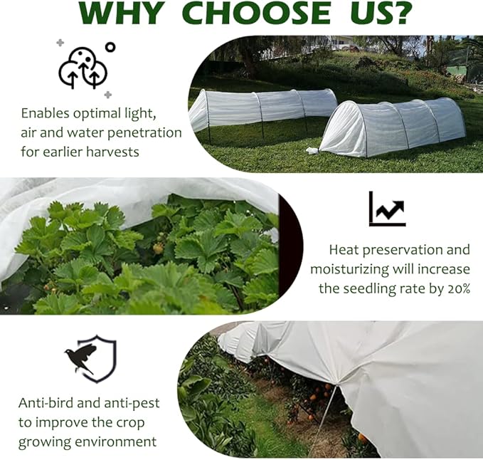 Plant Freeze Protection Cover, 7x50ft Frost Cloth Winter Garden Blanket, Floating Row Cover for Cold Weather and Shade, Perfect for Outdoor Vegetables, Trees, Greenhouse