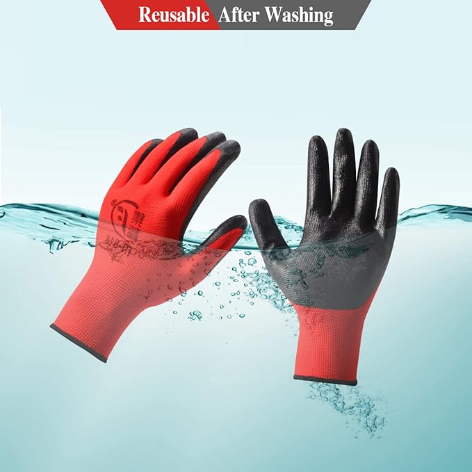 YOUKE OLA 90 Pair Gardening Gloves for Men Women, Breathable Rubber Coated Garden Gloves Working Gloves for Gardening, Construction