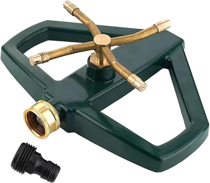 Metal Pulsating Sprinklers with Metal Base, 4-Arms Automatic Rotary Sprinkler 360 Degree Pulsating Impact Sprinklers Heavy Duty Zinc Alloy Impulse Water Sprinkler for Yard and Grass Irrigation