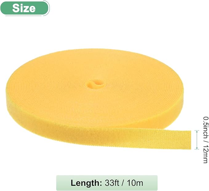 1-Roll Garden Plant Tape, 33 ft x 0.5 in Garden Hook and Loop Plant Ties Multi-Purpose Use Adjustable and Reusable Twist Wire Tape for Plants/Flowers/Vines [Yellow]