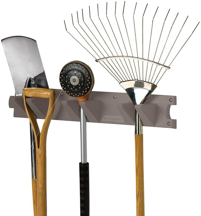 Suncast Wall Stud Mounted Garden Tool Hanger Organizer for Garage or Storage Space, 24 x 4.25 x 6 Inches, Holds Up to 6 Long Handled Tools
