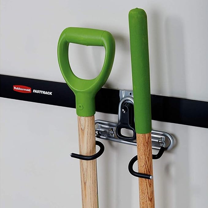 Rubbermaid Fasttrack Wall Double S Hook 2 Handle Garage Storage Organizer Rack for Hand Tools (2 Pack)