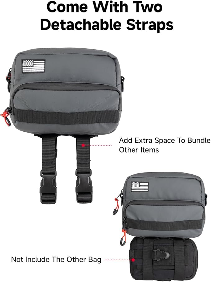 KEMIMOTO Motorcycle Handlebar Bag Universal Motorcycle Tool Bag Bicycle Bar Bag, Front Fork Storage Accessory, Sissy Bar Bag Compatible with Cruiser Softail Dyna Sportsters (Grey Carbon Fabric)