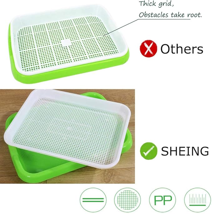 Seed Sprouter Germination Tray 5 Pack, BPA Free Nursery Healthy Wheatgrass Seeds Grower & Storage Trays for Garden Home Office