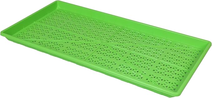 SUNPACK 10" x 20" Heavy Duty Mesh Plastic Seed Starting Tray, Green, 1" (Pack of 30) - Ensures Water Drainage and Aeration, Perfect for Greenhouses or Indoor Gardening