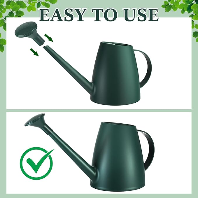 Reallnaive 6 Pcs Indoor Watering Can Set 1/2 Gallon Can 6.8 oz Spray Bottle 17 oz Squeeze Bottle Plant Watering Globes Soil Moisture Meter Small Spraying Sets for Indoor Outdoor(Dark Green)