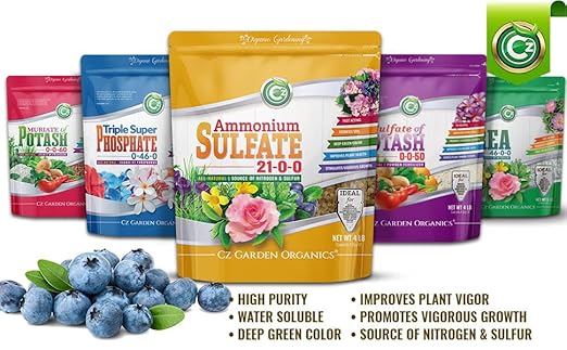 Ammonium Sulfate Fertilizer AMS 21-0-0 +24% Sulfur - Made in USA Plant Food for Fruit, Vegetables, Acid Loving Plants Soil Acidifier to Lower pH in Alkaline Soil