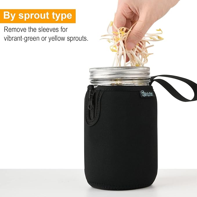 Beautyflier Mason Jars 32oz Wide Mouth Sleeve Regular Mouth Mason Jars Insulators Drinking Glass Coolers Sprouting Jars Blackout Sleeve (Black, 4PCS)