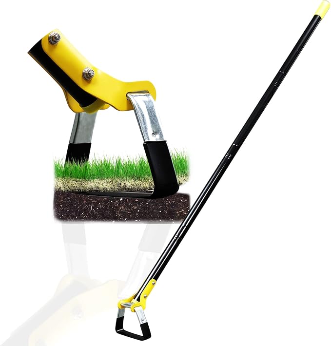 DonSail Gardening Tools Stirrup Hoe, Heavy Duty Steel Scuffle Action Hoe, Adjustable Garden Hoes for Weeding Long Handle 30-40 Inch