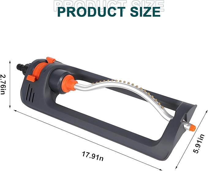Automatic Oscillating Sprinkler,Garden Watering System Versatile Irrigation Device with 19 Brass Nozzles,Coverage for Lawn & Garden, Home & Agricultural Use