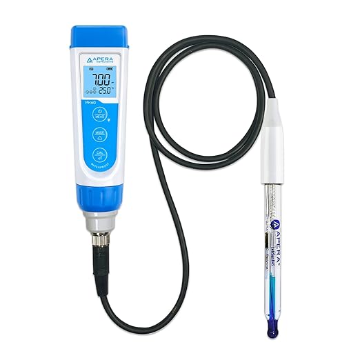 Apera Instruments PH60-SA Handheld pH Meter Tester Kit with LabSen 845 ATC pH Electrode for Lab-Grade pH Measurement in Strong Alkaline or High Salinity Water Solutions