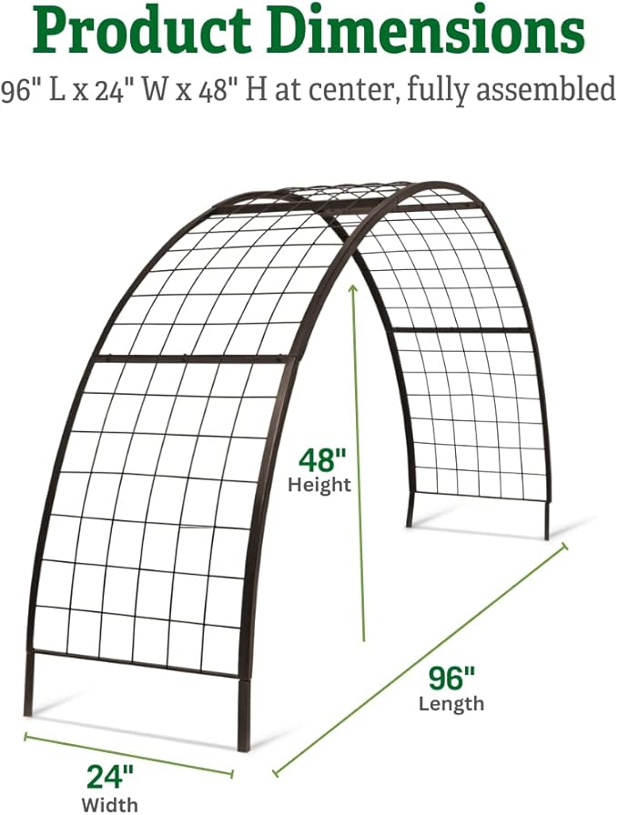 Gardener’s Supply Company Arch Trellis | Garden Arbor fits 2' x 8' Elevated Planter Boxes for Climbing Plants, Vegetables and Flowers | Decorative Outdoor Gardening Landscape