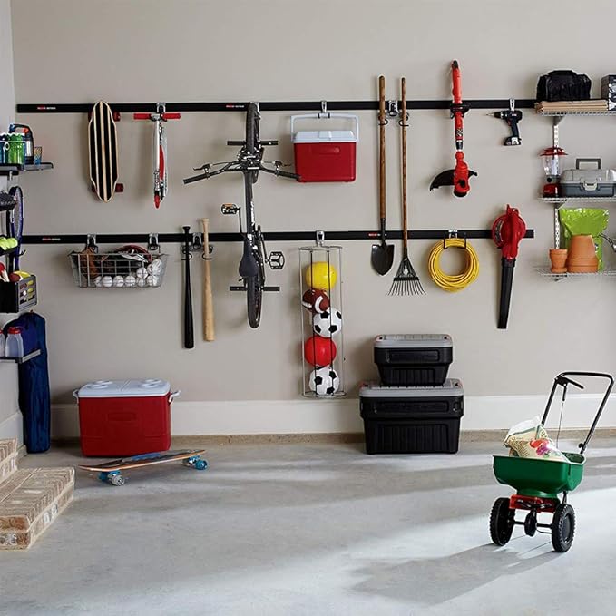 Rubbermaid Fasttrack Wall Double S Hook 2 Handle Garage Storage Organizer Rack for Hand Tools (2 Pack)