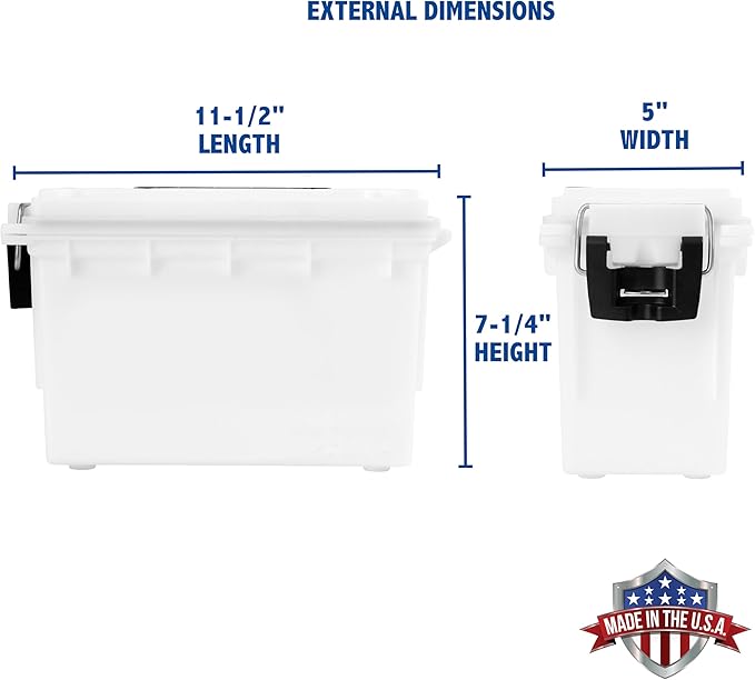 Sheffield 12634 Field Box, Pistol, Rifle, or Shotgun Ammo Storage Box, Tamper-Proof Locking Ammo Can, Water Resistant, Made in The U.S.A, Stackable, White