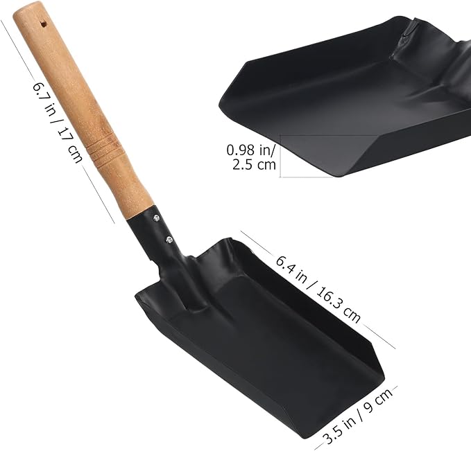 Artibetter Small Iron Soil Shovel with Wooden Handle, Household Gardening Shovel for Outdoor Digging and Ash Scooping, 1pcs Compact Sturdy Metal Spade for Lawn and Garden Use