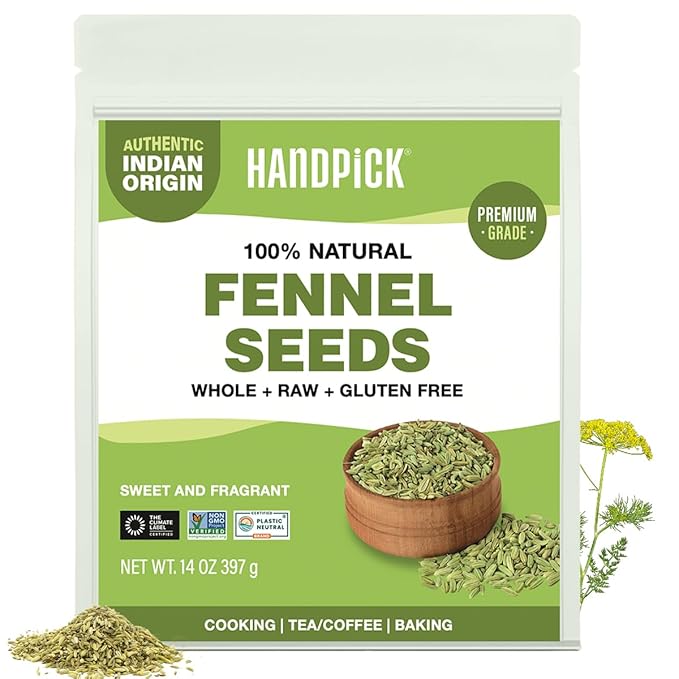 Fennel Seeds (397g/14oz) Tested for Quality | Raw Fennel Seed | Perfect for Cooking, Teas, Smoothies & Lattes | Bulk Whole Seeds in Resealable Zip Lock Pouch