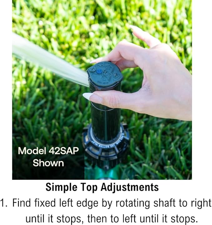 Rain Bird 42SASPG 42SA Gear Drive Rotor Lawn and Garden Sprinkler on Heavy Duty Green Spike, Adjustable 40° - 360° Pattern, 26' - 38' Spray Distance
