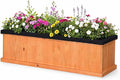 Giantex Raised Garden Bed with 3 Drainage Holes, 44”x10”x12” Wooden Elevated Planter Box w/Removable Bottom & Bed Liner, Elevated Flower Bed, Rectangular Plant Container for Vegetables Herbs & Fruits