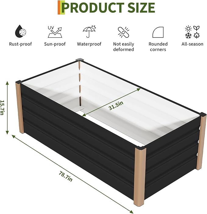 Garvee 2 Pack Large Aluminum Raised Garden Bed 80x32x16 Inch, Open-Bottom Jumbo Size for Serious Gardening, with Rounded Safety Corners & Anti-Cut Trim, Outdoor Planter Box Kit, Gray
