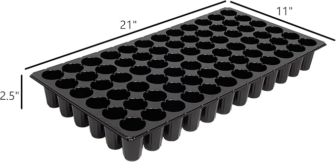 SUNPACK 21" x 11" Heavy Duty 72-Cell Circular Insert Tray, Black, 2.5" - Ideal for Greenhouses or Indoor Gardening - Holds Up to 72 Different Seeds