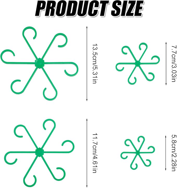 4pcs Plant Stem Supports, Plastic Houseplant Climbing Holders Stabilizer Reusable Small Climbers Flower Plant Stakes Trellis Stem Hook Growth Accessories for Indoor Monstera (Green)