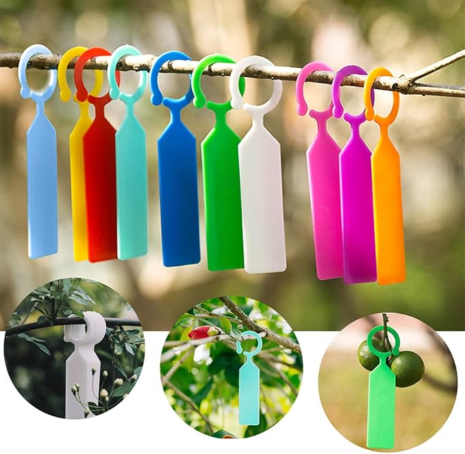 MHY 200 Pcs Thick Plastic Labels - Waterproof Garden Plant Tags - 4.3 inch Color Hanging Markers for Potted Plants, Nurseries, Trees, Gardening (Pink)
