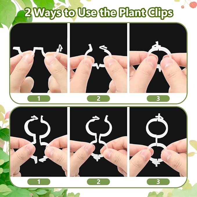 100PCS Plant Support Clips, Plastic Clips for Securing Plants, Plant Fixing Clips for Tomato Vine, Reusable Garden Clips for Climbing Plants, Grape, Vegetable Stems (100, Green)