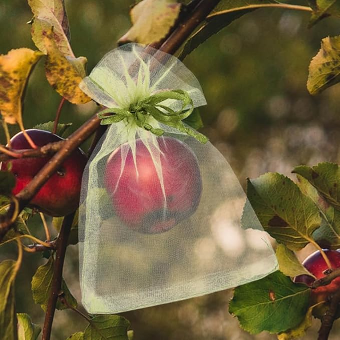 SUPVOX Fruit Protection Bags Mesh Netting with Drawstring 50 Pcs Reusable Organza Garden Bags for Oranges Mangoes Outdoor Fruit Tree Protection