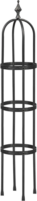 Evergren Garden Metal Obelisk Trellis for Climbing Plants | Indoor/Outdoor Floral Pattern Arch Trellis for Potted Plants (5 ft Black)