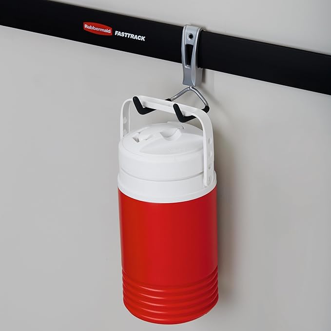 Rubbermaid 1784456 FastTrack Wall Mounted Rope, Hose, or Tool Garage Storage Utility Hook, Supports Up to 25 Pounds Each (4 Pack)