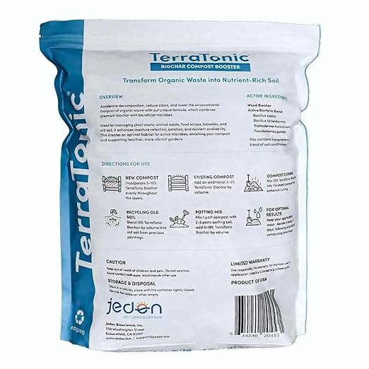 TerraTonic Biochar: Organic Compost Accelerator with Beneficial Microbes for Faster Decomposition. Biochar Soil Amendment for Lawn & Garden. 4-QT.