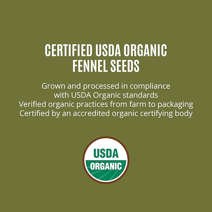 True Organic Fennel Seeds 16 oz, Gluten-Free, Non-GMO, USDA Organic Certified,For Baking,Fennel Tea and Cooking.