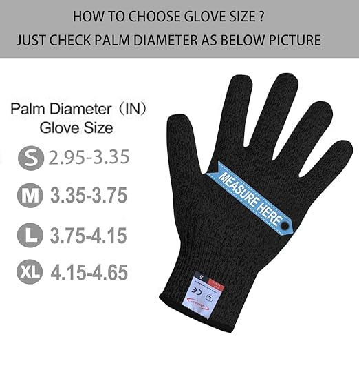 Cutting Gloves, 2 Pairs of Cut Resistant Gloves Food Grade, Cut Resistant Gloves for Kitchen, Oyster Shucking, Fish Fillet Processing, Carving Wood and Gardening(Large-Black)