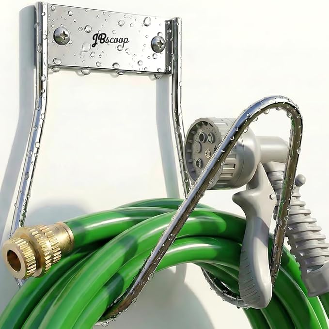 JBscoop Garden Hose Holder Stainless Steel Small Wall Mount Garden Hose Hook, Ideal for Water, Air, Hydraulic Hose, Ropes, Extension Cords Heavy Duty & Rust Proof, Size:6.3x7x6.3 Set of 1