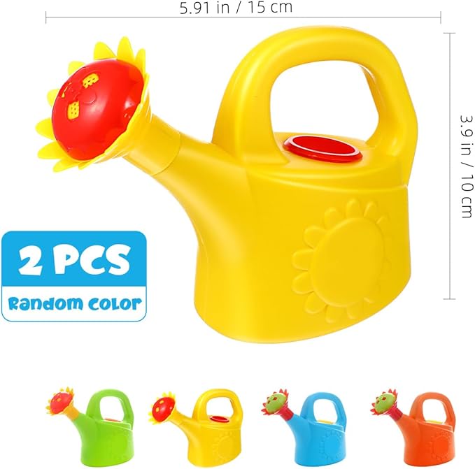 NUOBESTY 2 Pack Kids Watering Can Bath Toys, Plastic Chicken Water Pail for Toddler Gardening, Beach Sand Play & Bathtub Fun, Cute Animal Watering Pot for Outdoor Indoor (Random Color)