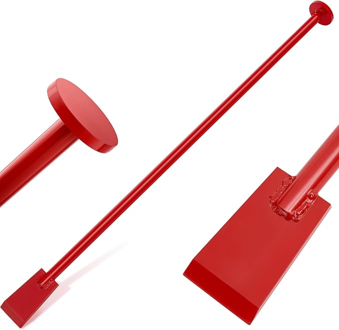 48 Inch Tamping and Digging Bar Steel Bars Post Hole Digger Tamping Bar (Shovel Shape, Red)