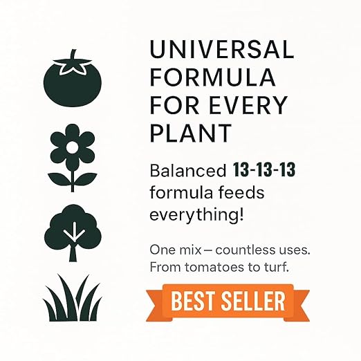 Professional 13-13-13 All Purpose Garden Fertilizer – All Purpose Plant Food 13 13 13 for Outdoor Grass, Vegetables, Roses, Flowers, Shrubs, Trees. Lawns, Gardens, Potted Plants (4 QUARTS)